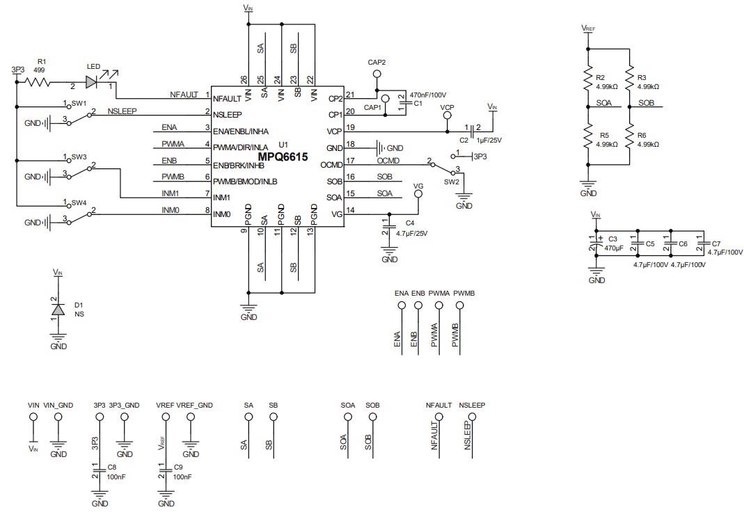Schematic - Monolithic Power Systems (MPS) EVQ6615-QK-00A Evaluation Board